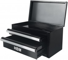 HBM mini ladekast zwart, aluminium, gepoedercoat, 2 laden, stapelbaar, 150 x 150 x 275 mm