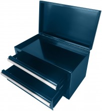 HBM mini skuffekasse blå aluminium 2 skuffer 275 x 150 x 150 mm fyldt