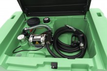 HBM benzinepomp met tank en deksel 330 liter, 12 V, diesel en benzine, 57 l/min
