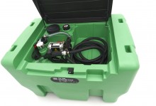 HBM benzinepomp met tank en deksel 330 liter, 12 V, diesel en benzine, 57 l/min
