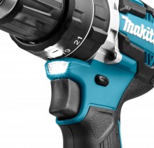 Makita 18V klopboor-/schroefmachine koolborstelloos 21 Nm 2 standen snelspanboorkop met verlichting koffer
