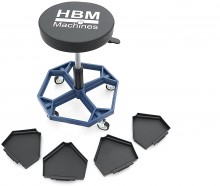 HBM pneumatisk stol med 4 aftagelige bakker, på hjul, justerbar, 136 kg bæreevne, 4 hjul.