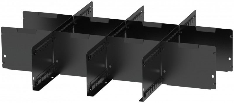 HBM tussenschot set voor 1 lade, 150 mm, gevuld, zwart, 451 x 121 x 609 mm