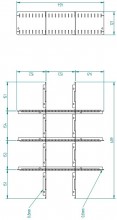 HBM tussenschot set voor 1 lade, 150 mm, gevuld, zwart, 451 x 121 x 609 mm