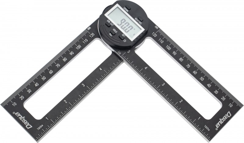 Dasqua digitale gradenboog verstelbaar 1804-6771, 280 x 70 x 20 mm, 0,67 kg, graden/inch/mm