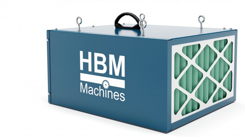 HBM luchtfiltersysteem 100 W, 764 m³/h, F6+G4, draagbaar, 240 V, 1.395 rpm, 43,5 x 27,5 x 52,5 cm HBM luchtfiltersysteem 100 W, 764 m³/h, F6+G4, draagbaar, 240 V, 1.395 rpm, 43,5 x 27,5 x 52,5 cm