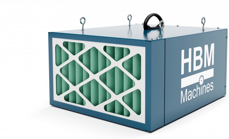 HBM luchtfiltersysteem 100 W, 764 m³/h, F6+G4, draagbaar, 240 V, 1.395 rpm, 43,5 x 27,5 x 52,5 cm HBM luchtfiltersysteem 100 W, 764 m³/h, F6+G4, draagbaar, 240 V, 1.395 rpm, 43,5 x 27,5 x 52,5 cm
