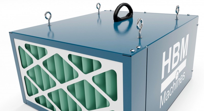HBM luchtfiltersysteem 100 W, 764 m³/h, F6+G4, draagbaar, 240 V, 1.395 rpm, 43,5 x 27,5 x 52,5 cm HBM luchtfiltersysteem 100 W, 764 m³/h, F6+G4, draagbaar, 240 V, 1.395 rpm, 43,5 x 27,5 x 52,5 cm