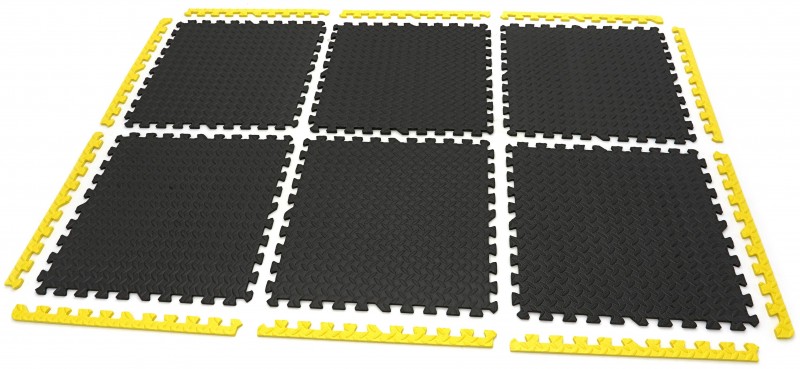 HBM EVA gulvflisesæt 6-delt 61 x 61 x 1 cm gulvbeskyttelse sort/gul, EVA skum. HBM EVA gulvflisesæt 6-delt 61 x 61 x 1 cm gulvbeskyttelse sort/gul, EVA skum.
