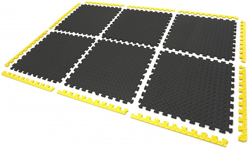 HBM EVA gulvflisesæt 6-delt 61 x 61 x 1 cm gulvbeskyttelse sort/gul, EVA skum. HBM EVA gulvflisesæt 6-delt 61 x 61 x 1 cm gulvbeskyttelse sort/gul, EVA skum.