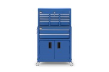 HBM gereedschapswagen met opzetkast, blauw, model 2, 35 kg, 61,6 x 33 x 106,4 cm