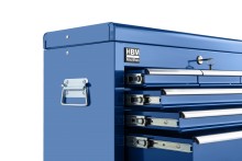 HBM gereedschapswagen met opzetkast, blauw, model 2, 35 kg, 61,6 x 33 x 106,4 cm