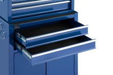 HBM gereedschapswagen met opzetkast, blauw, model 2, 35 kg, 61,6 x 33 x 106,4 cm
