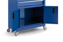 HBM gereedschapswagen met opzetkast, blauw, model 2, 35 kg, 61,6 x 33 x 106,4 cm