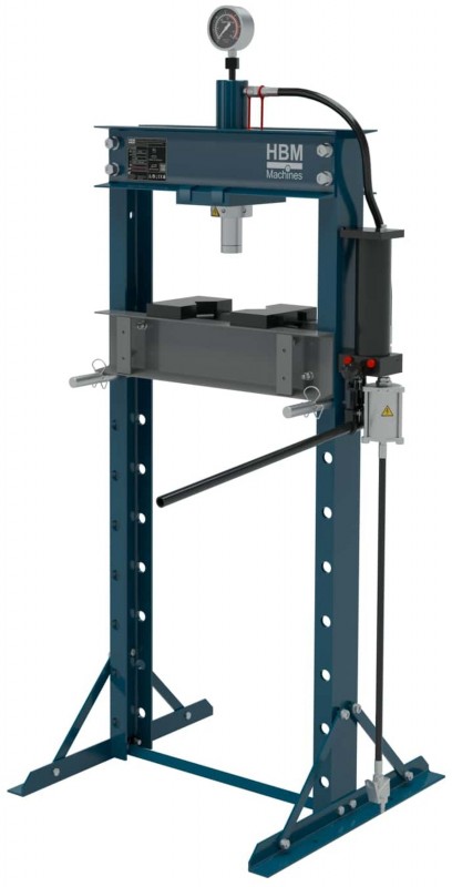 HBM Professional Werkplaatspers 20 ton, 20 t, Slag 185 mm, Max. bereik 988 mm, Blauw
