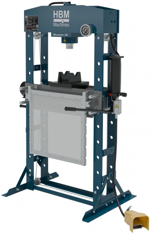 HBM 50 ton professionele raamwerkpers / werkplaatspers met veiligheidsrek, slag 200 mm, bereik 67-1047 mm