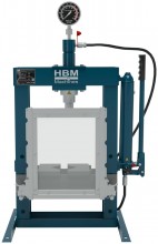 HBM werkplaatspers 10 ton, slag 175 mm, bereik 100-355 mm, blauw