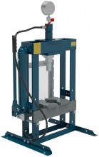 HBM werkplaatspers 10 ton, slag 175 mm, bereik 100-355 mm, blauw