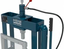 HBM werkplaatspers 10 ton, slag 175 mm, bereik 100-355 mm, blauw