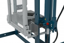 HBM werkplaatspers 10 ton, slag 175 mm, bereik 100-355 mm, blauw