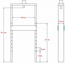 HBM werkplaatspers 10 ton, slag 175 mm, bereik 100-355 mm, blauw