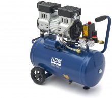HBM oliefri stille kompressor 24 liter, 750 W, 230 V, 8 bar, 131 l/min