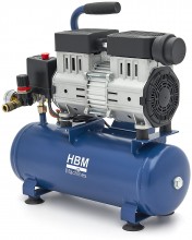 HBM oliefri stille kompressor 8 liter, low noise, 550 W, 230 V, 78 dB.
