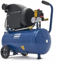 HBM oliegesmeerde compressor 24 liter, 8 bar, 138 l/min, verrijdbaar

