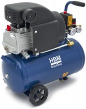HBM oliegesmeerde compressor 24 liter, 8 bar, 138 l/min, verrijdbaar
