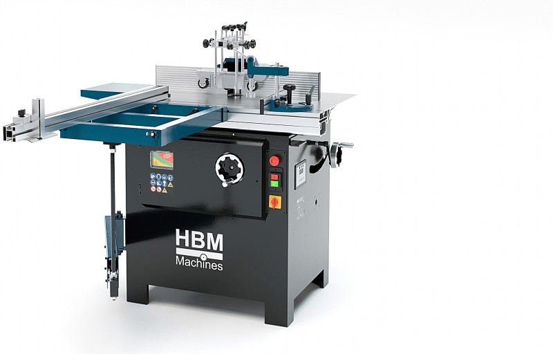 HBM houtfreesmachine met roltafel 2800 W 400 V, kantelbaar, spindelslag 100 mm, stofafzuiging 10 cm