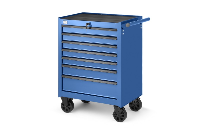 HBM gereedschapswagen gevuld 7 laden blauw 68 x 45,8 x 95 cm, 250 kg draagvermogen