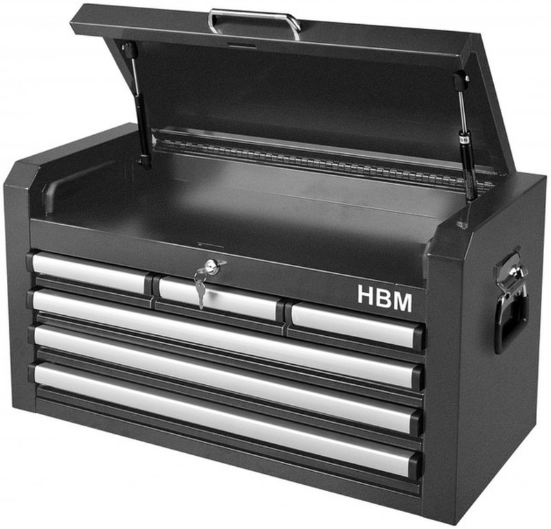HBM overskab 66 cm sort, 6 skuffer, stål, max. belastning 250 kg.
