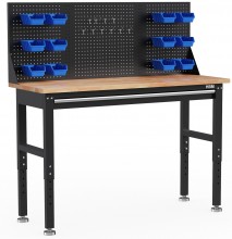 HBM heavy duty werkbank 152 cm, verstelbaar, met lade en stalen achterwand, max. belasting 580 kg
