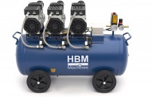 HBM olievrije stille compressor 90 liter, low noise, 2250 W, 230 V, 8 bar, verrijdbaar