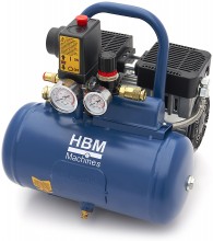 HBM oliefri stille kompressor 6 liter, low noise, 8 bar, 108 l/min, 550W, 230V