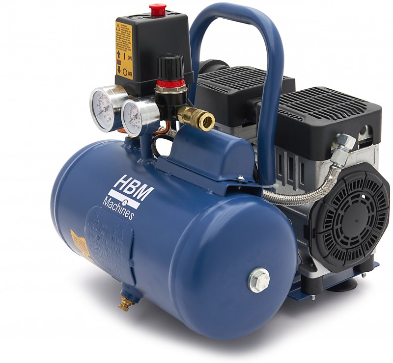 HBM oliefri stille kompressor 6 liter, low noise, 8 bar, 108 l/min, 550W, 230V HBM oliefri stille kompressor 6 liter, low noise, 8 bar, 108 l/min, 550W, 230V