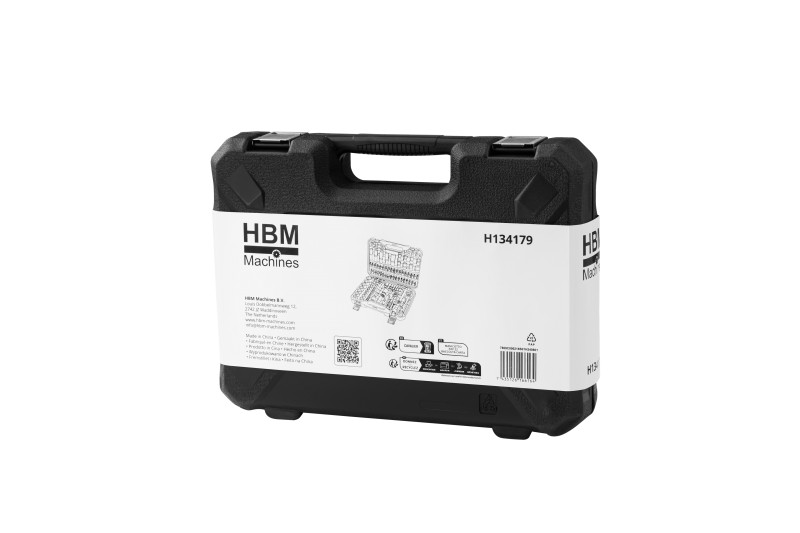 HBM 108-delige metrische doppenset van carbonstaal met opbergkoffer HBM 108-delige metrische doppenset van carbonstaal met opbergkoffer