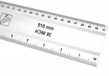 HBM Markeerliniaal 900 mm met Waterpas - Centimeter, Inch, Millimeter
