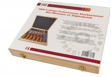 HBM 8-delige professionele steekbeitelset met wetsteen en slijphulpstuk