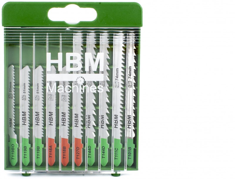 HBM 10-delige Professionele Decoupeerzaagbladenset voor Metaal en Hout HBM 10-delige Professionele Decoupeerzaagbladenset voor Metaal en Hout