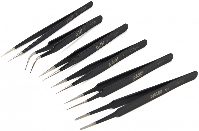 HBM professionele 6-delige anti-magnetische RVS pincet set