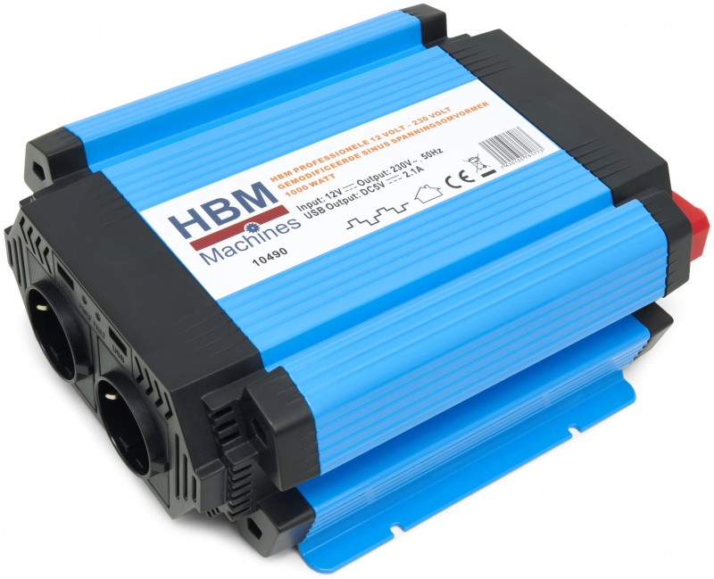HBM Professionele 12V naar 230V Gemodificeerde Sinus Spanningsomvormer 1000W
