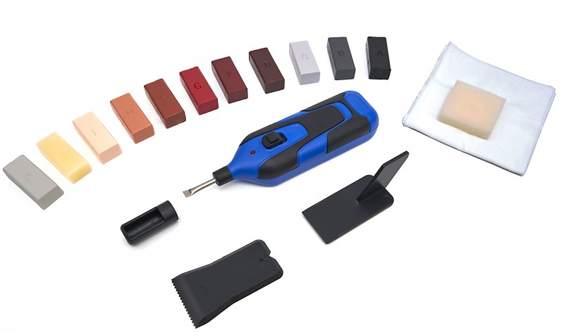 HBM 11-delige reparatieset voor laminaat, parketvloeren en meubels - inclusief 11 kleuren en batterijen