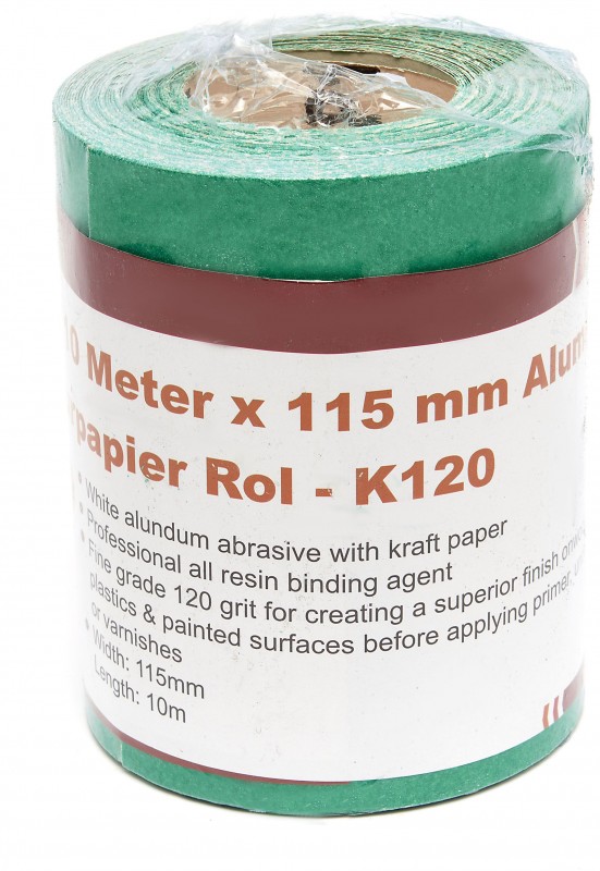 HBM Schuurpapier Rol 10 meter x 115 mm Aluminiumoxide Korrel 60 voor Metaal