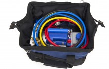 HBM vacuümpomp 1-traps met 2-voudige manometerset 85 liter/minuut 230 V SAE 1/4
