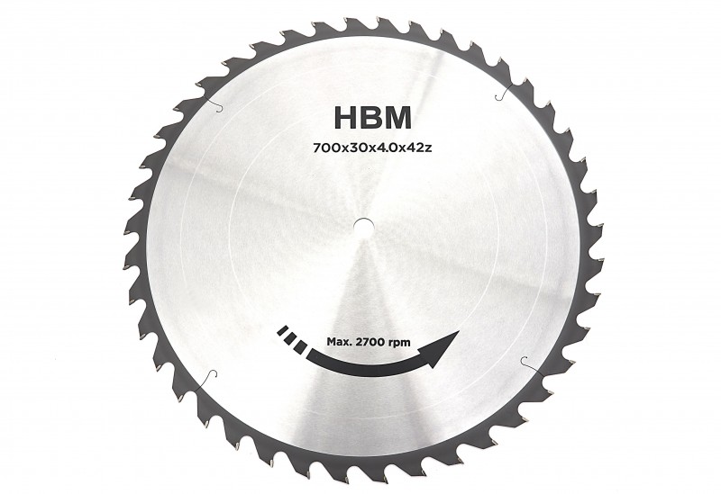 HBM 700 mm 42T Zaagblad voor Professionele Wipzaag/Brandhoutzaag 5,5 PK 400 Volt
