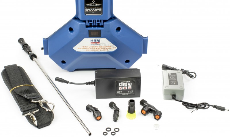 HBM 20 Liter Tryksprøjte på Batteri 12V 8Ah, Trykstyret Rygsprøjte, Inklusive 2 Batterier. HBM 20 Liter Tryksprøjte på Batteri 12V 8Ah, Trykstyret Rygsprøjte, Inklusive 2 Batterier.