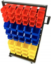 HBM verrijdbaar opbergrek met 90 opbergbakken, metaal, 52 x 67 x 133 cm