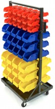 HBM verrijdbaar opbergrek met 90 opbergbakken, metaal, 52 x 67 x 133 cm