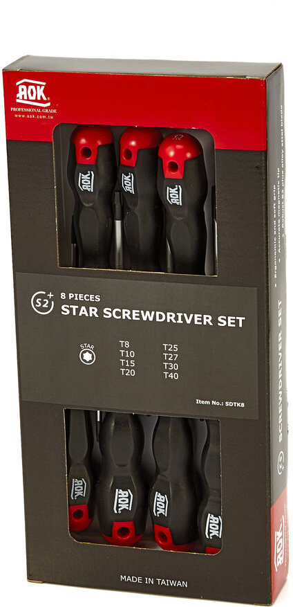 AOK 8 stykke profesjonell skruetrekker sett Torx AOK 8 stykke profesjonell skruetrekker sett Torx